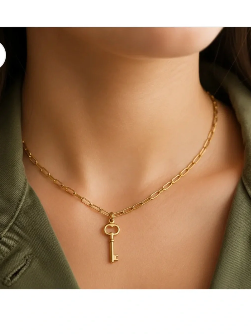 Stainless Steel “Joy Filled Life” Gold Key Necklace